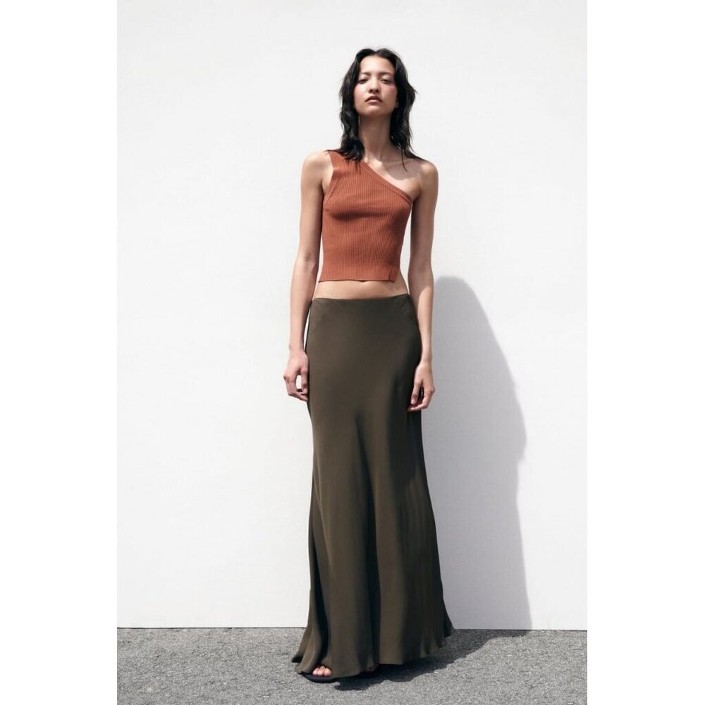 ZARA BROWN MAXI SKIRT, SIZE: SMALL